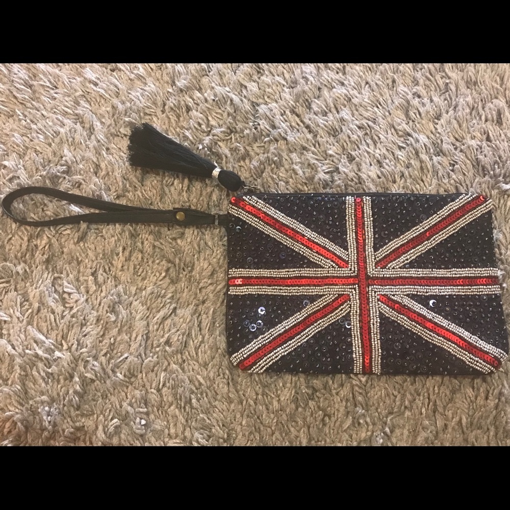 ☆British flag sequinned clutch